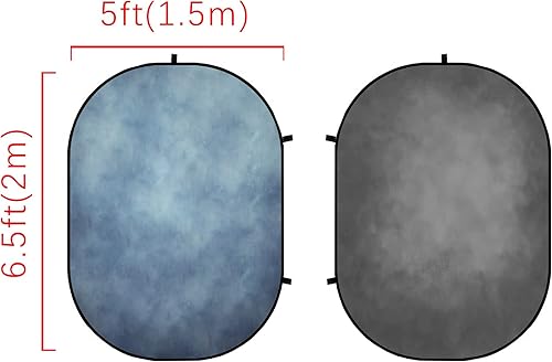 Miniatura 2 de Kate Telón de fondo plegable de 5 x 6.5 pies (4.9 x 6.6 ft), color azul y gris, fondos plegables para fotografía y sesión de fotos