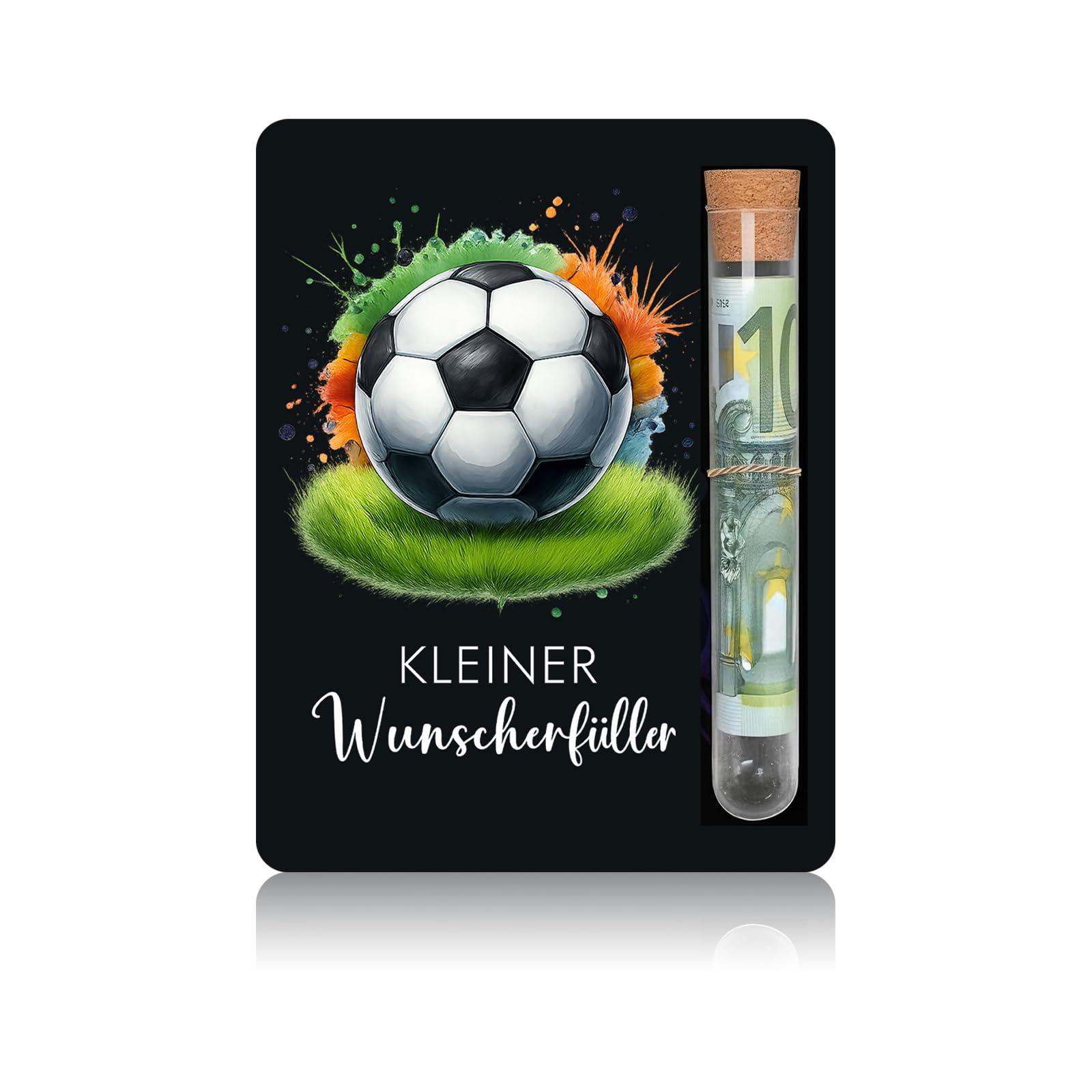 Fussball Geschenke Jungen Geldgeschenk Holz Kleiner Wunscherfüller Set mit Reagenzglas und Box coole fußball geschenke für jungs Teenager Herren Geburtstag Jugendweihe Deko