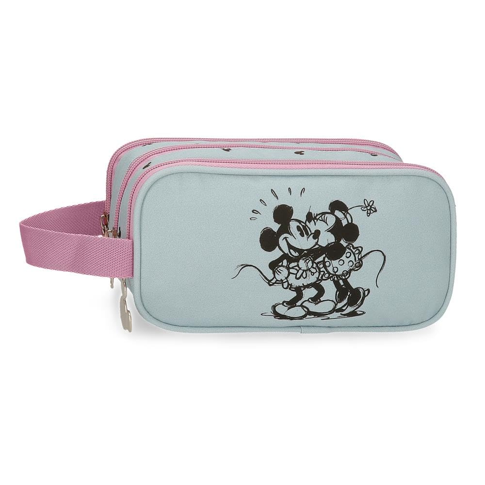 Disney Joumma Disney Kisses M&M Triple Pencil case Blue 22x10x9 cm Polyester, Blue, Triple Case