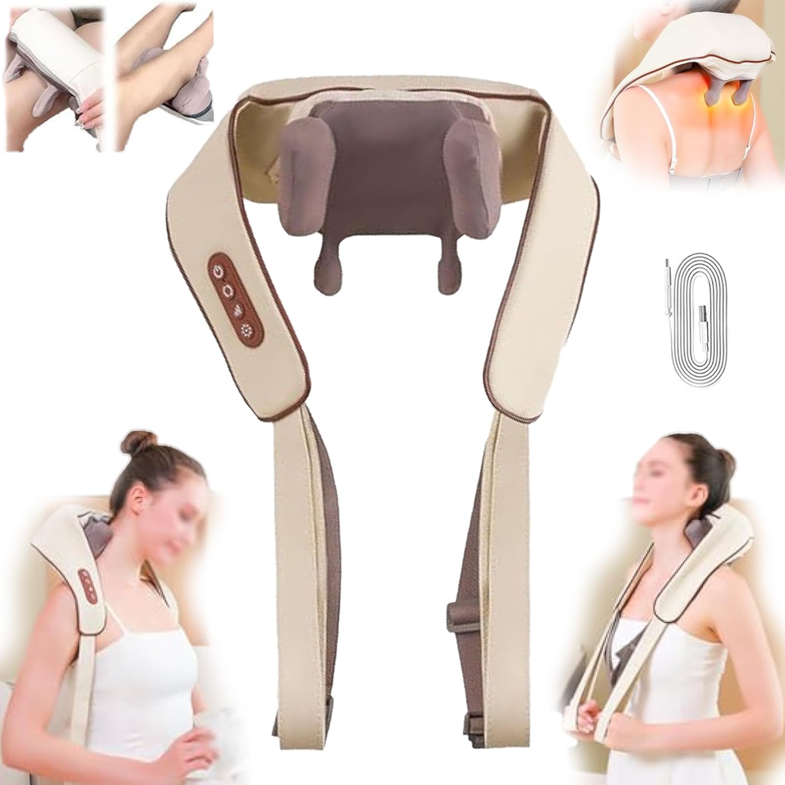 Pofeiya Banasuer Neck & Shoulder Massager with Heat Massager, Soothemate Neck Massager, Human Simulated Neck Massager, Massagers for Neck and Shoulder with Heat, Simulated Manual Massage
