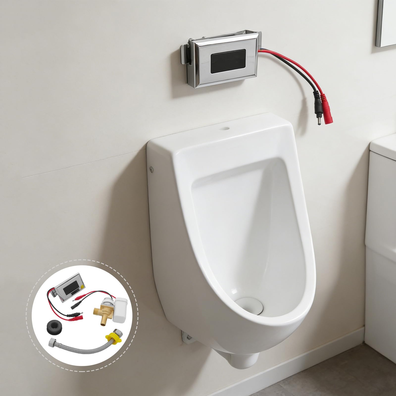 ifundom Válvula de Descarga para Urinario Sensor, Válvula Solenoide Inteligente, Abs, Goma y Cobre, Mantenimiento, para Instalaciones Públicas y Baños Comerciales