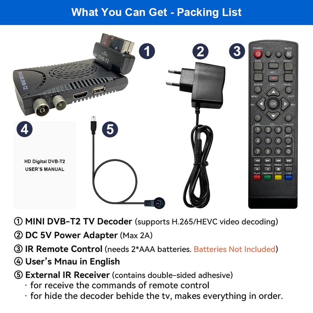 265 Decodifica HEVC Set Top Box per Decodificatore TV Terrestre Digitale Full HD DVB-T2 con Plug EU EU