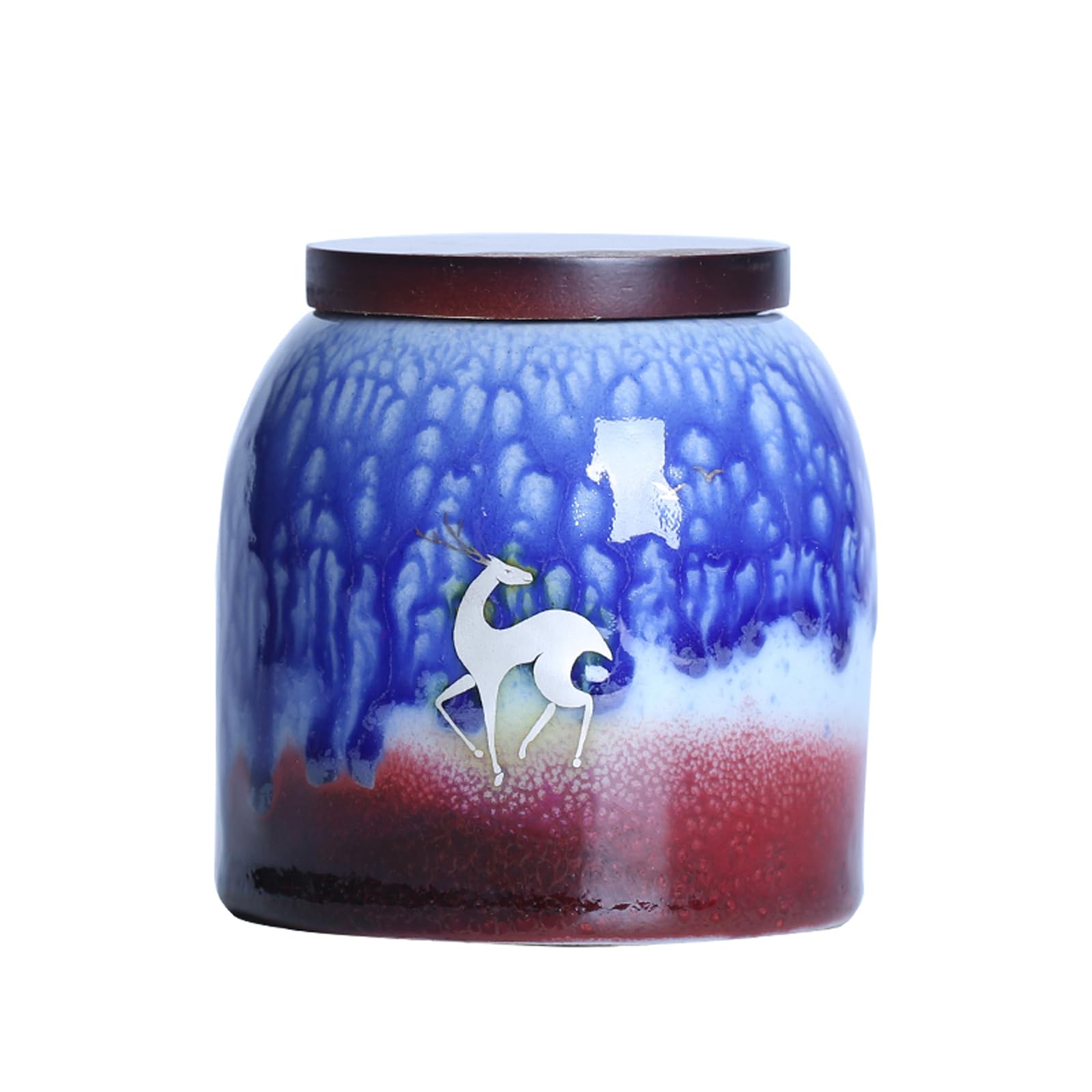 JFGCTYHXY Pet urns, Small Ceramic Cremation Urn Multicolor For Human Ashes Pet Sharing Memorial With Box(Deer)