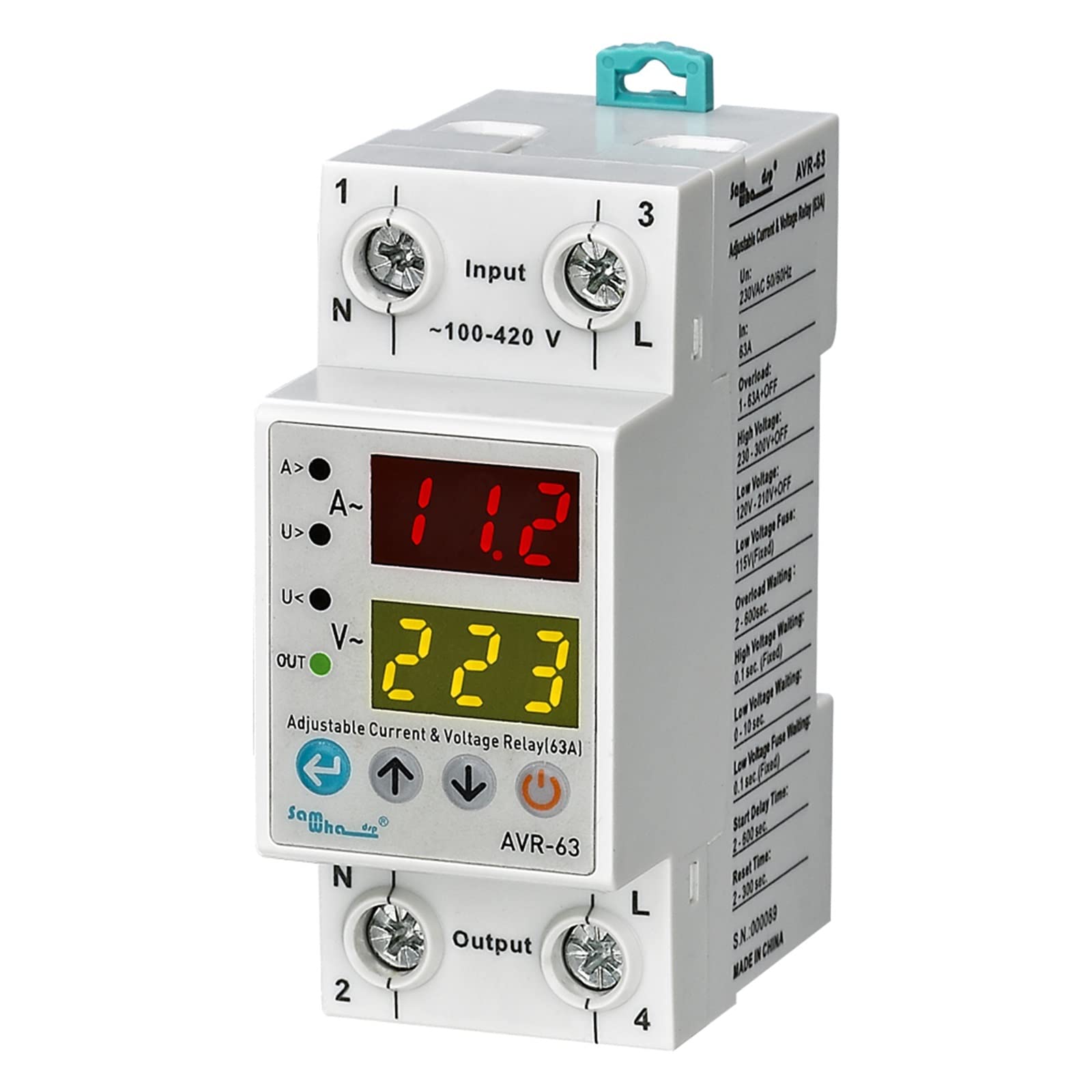 AQHYEBNSR AVR-XX Dual Display Adjustable Voltage and Over-Current Protection Relay 40A,63A(40A)