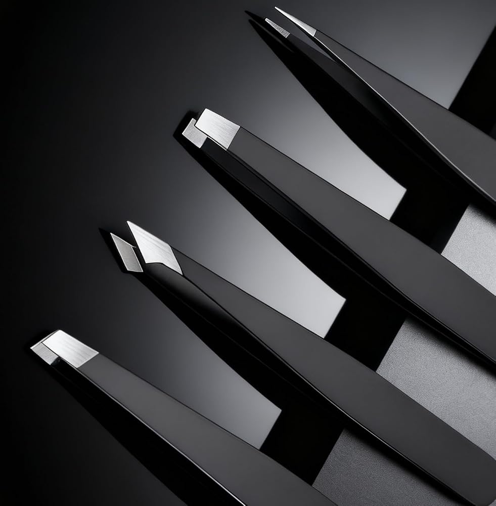 4-Piece Professional Tweezers Set, Tweezers for Eyebrows, Facial Hair