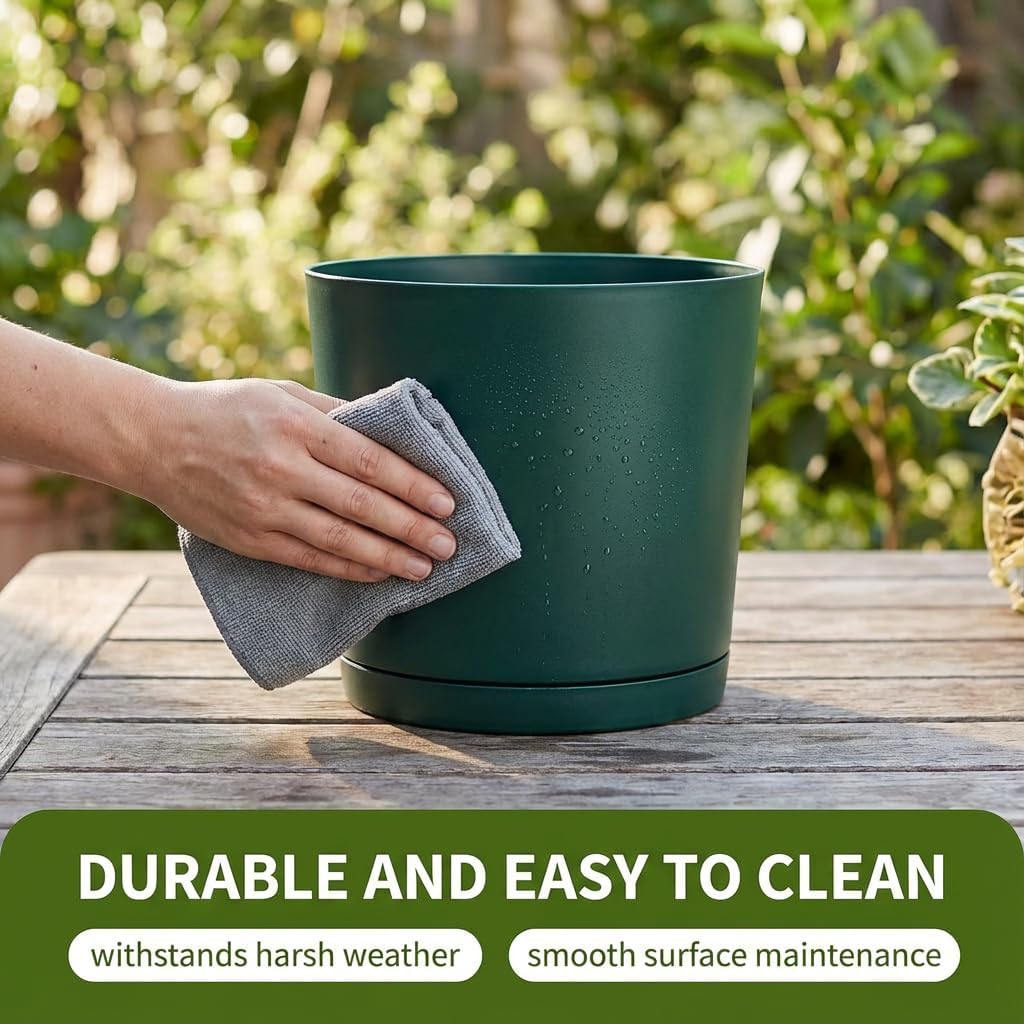 Plastic Pots for Plants - 100% Recycled Materials Maritime Plastic Plant Pots for Indoor Outdoor Planters - Durable, UV & Frost Resistant Planting Pot, Nursery, Flower Pot, Large