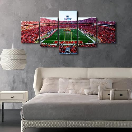 Vista 469 de Cuadros de estadios deportivos de fútbol americano de Minnesota, cuadros de vikingos, 5 paneles, lienzo para pared, arte de pared del estadio