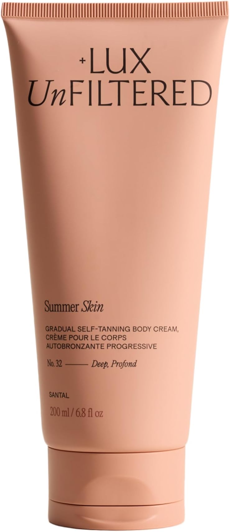 + Lux Unfiltered N°32 Summer Skin Deep Gradual Self Tanner, Hydrating Self Tanning Lotion - Shea Butter & Squalane - Non-Sticky, No Transfer, Natural-Looking Tan - Vegan Sunless Tanner - Santal