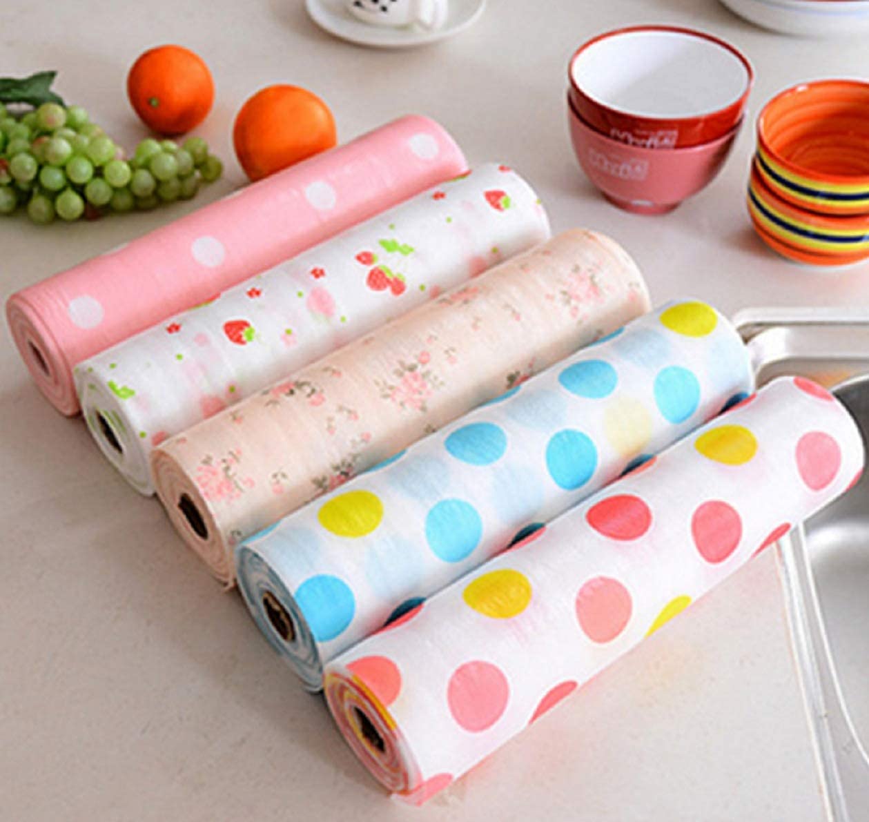 Entraxa Anti Slip PVC Waterproof Place Mat for Kitchen Cupboard Liners, Refrigerator, Table, 30X300 cm, Multi Color