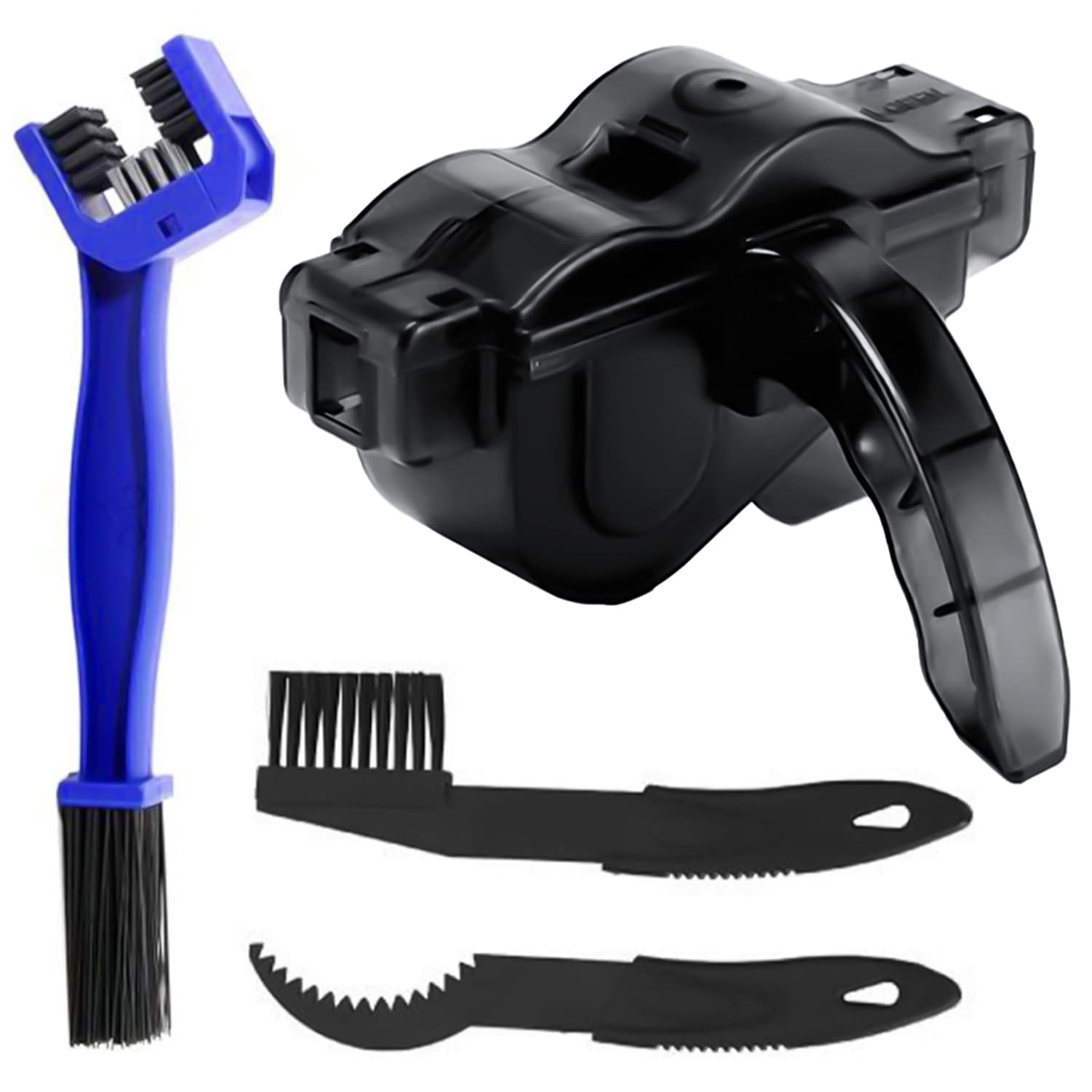 Bike Chain Cleaner Tool Kit, Bicycle Chain Cleaner Quick Clean Chains Tool with Gear Chain Brush Scrubber For Road/Mountain Cycling Chain Tire Sprocket Clean (Black)