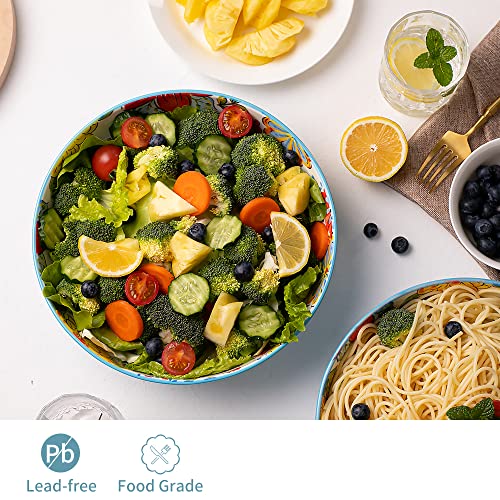 Serving Bowls Set Of 2,10 Inch Large Ceramic Salad Bowls 75 Oz, Pasta Sevring Bowl Fruit Salad Bowls,Serving Dishes For Entertaining,Microwave Safe #TOP2