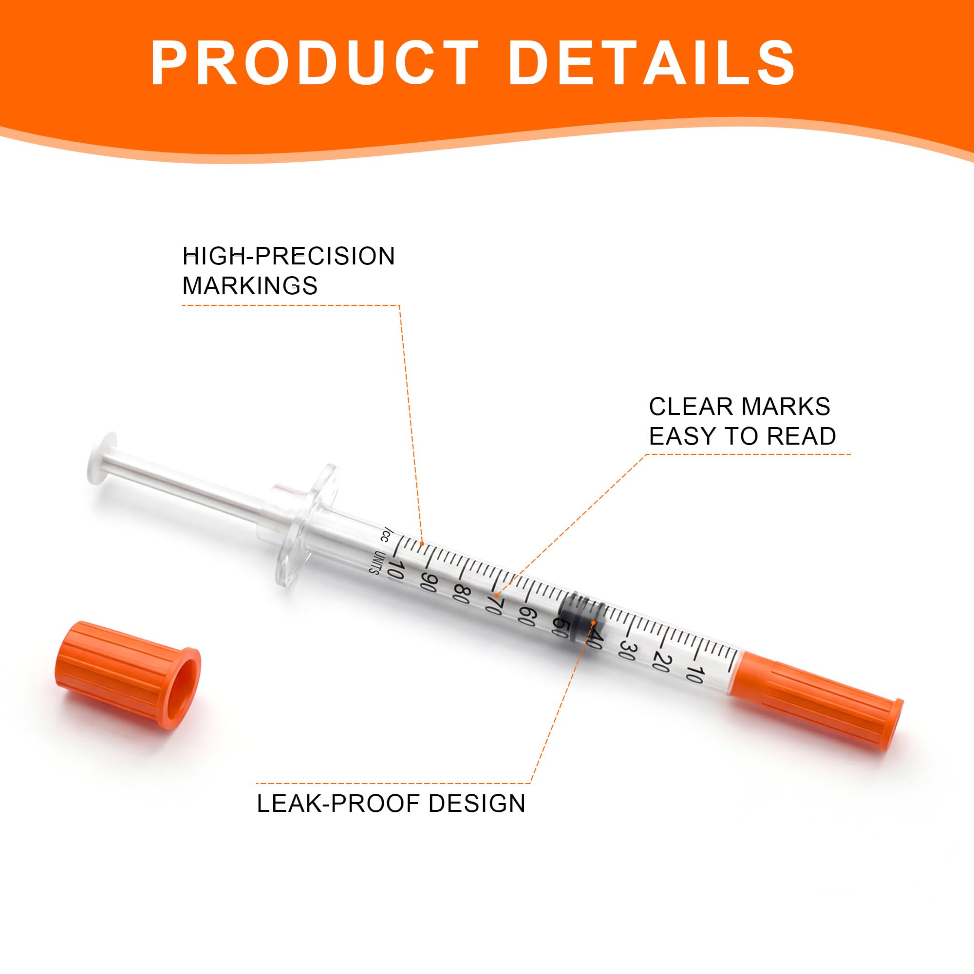 1ml Syringe, 100 Pack 29G 1/2" (13mm) Disposable Syringes, Lab Supplies for Scientific Labs and Measuring, Individual Wrapped — Amazon image 3