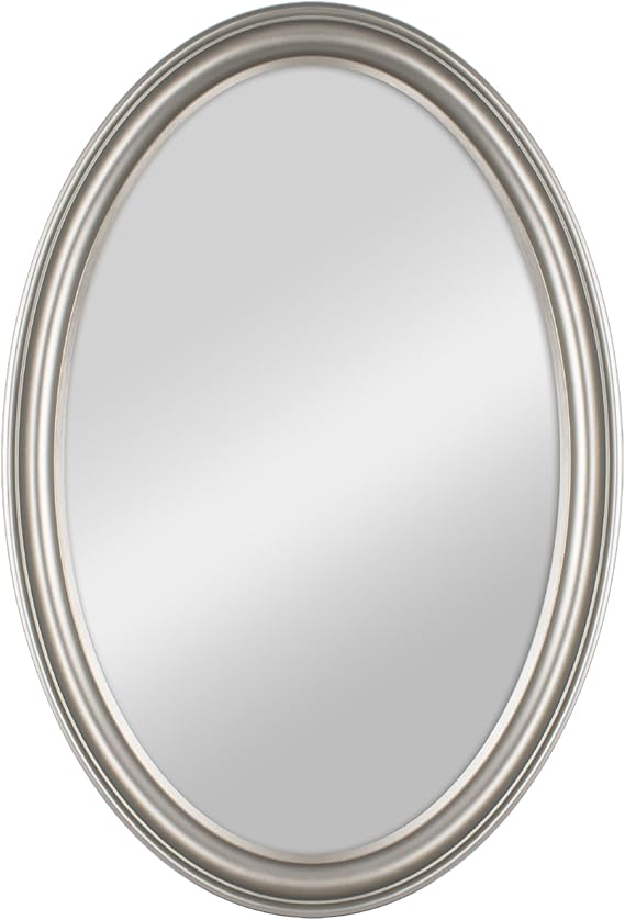 MCS 21x31 Large Wall Mirror, Classic Nickel Oval Mirror