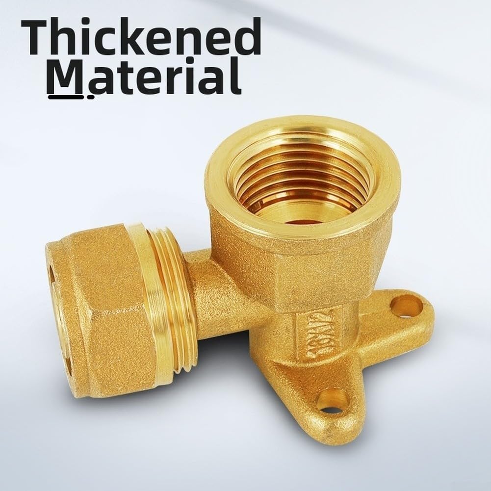 Codo de para latón 90 Grados G1/2 Hembra/Macho para Calefacción y Agua - Conector Tubo Instalación Doméstica 6x5x4cm(1620 Natural Color)