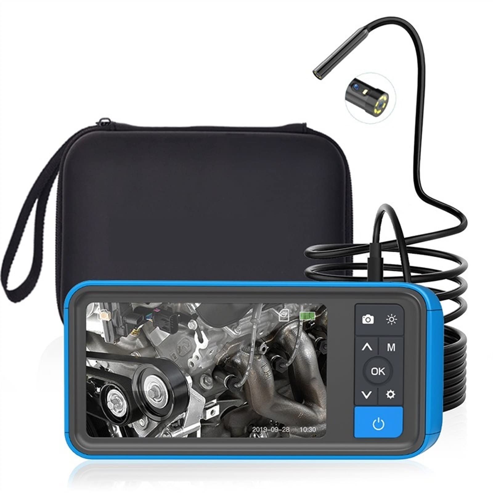 Inspection et analyse Caméra d'inspection endoscope avec écran 4,5'', 1080P HD caméra endoscope serpent à double lentille for tuyau de vidange de conduit d'égout diamètre de lentille 8 mm avec câble d