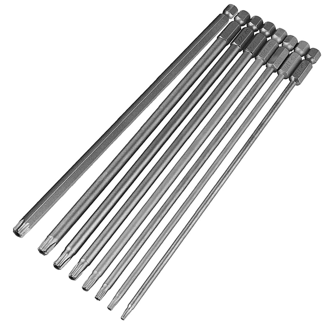SeonFook 8pcs 200mm Extra Long Magnetic Torx Screwdriver Bit Set with 1/4 Inch Hex Shank Security Tamper Proof Star 6 Point Torx H