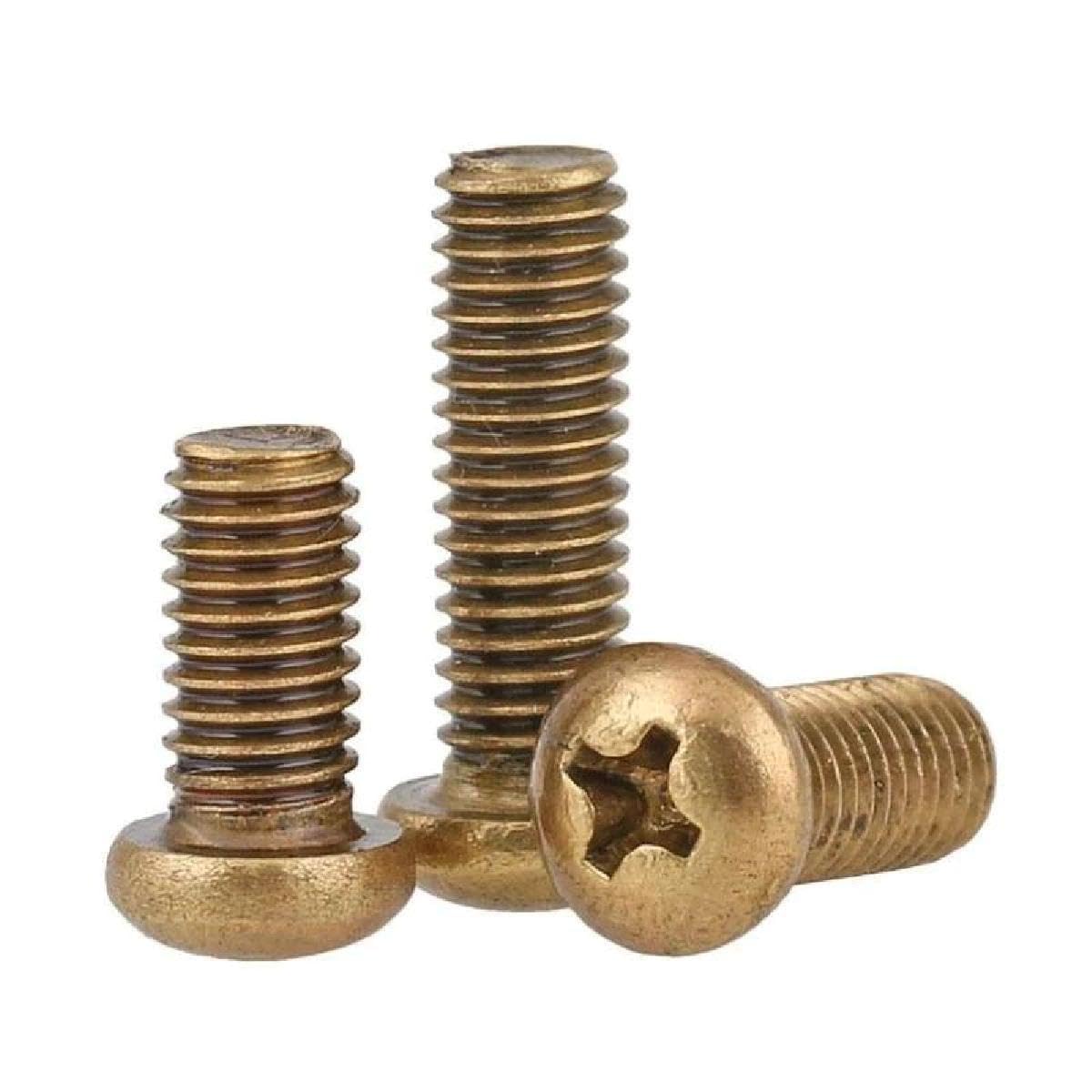 Wuukepsg 20Pcs M2-M6 Brass Phillips Bolt Pan Round Head Screws Bolt/20Pcs/M4*50