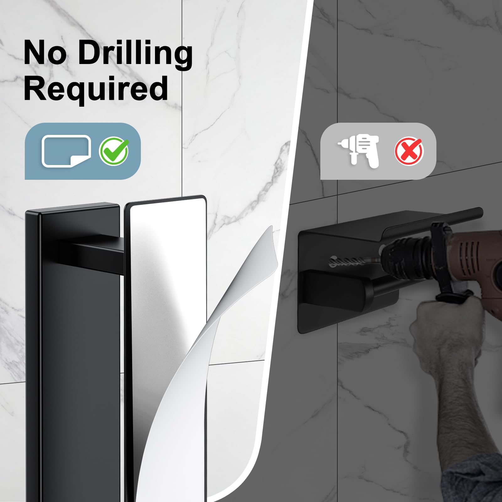 Toalleros, Toallero, Riel para Toallas Autoadhesivo de Acero Inoxidable304 Grueso para Baño, Soporte para Toallas de Baño, Riel para Toallas de Pared Resistente/Negro/40 cm