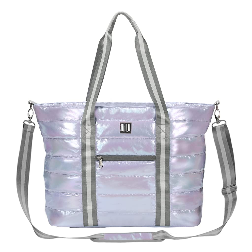 Women Tote Bag Quilted Puffer Work Shoulder Bag with Laptop Compartment Trolley Sleeve Large Puffy Travel Handbag