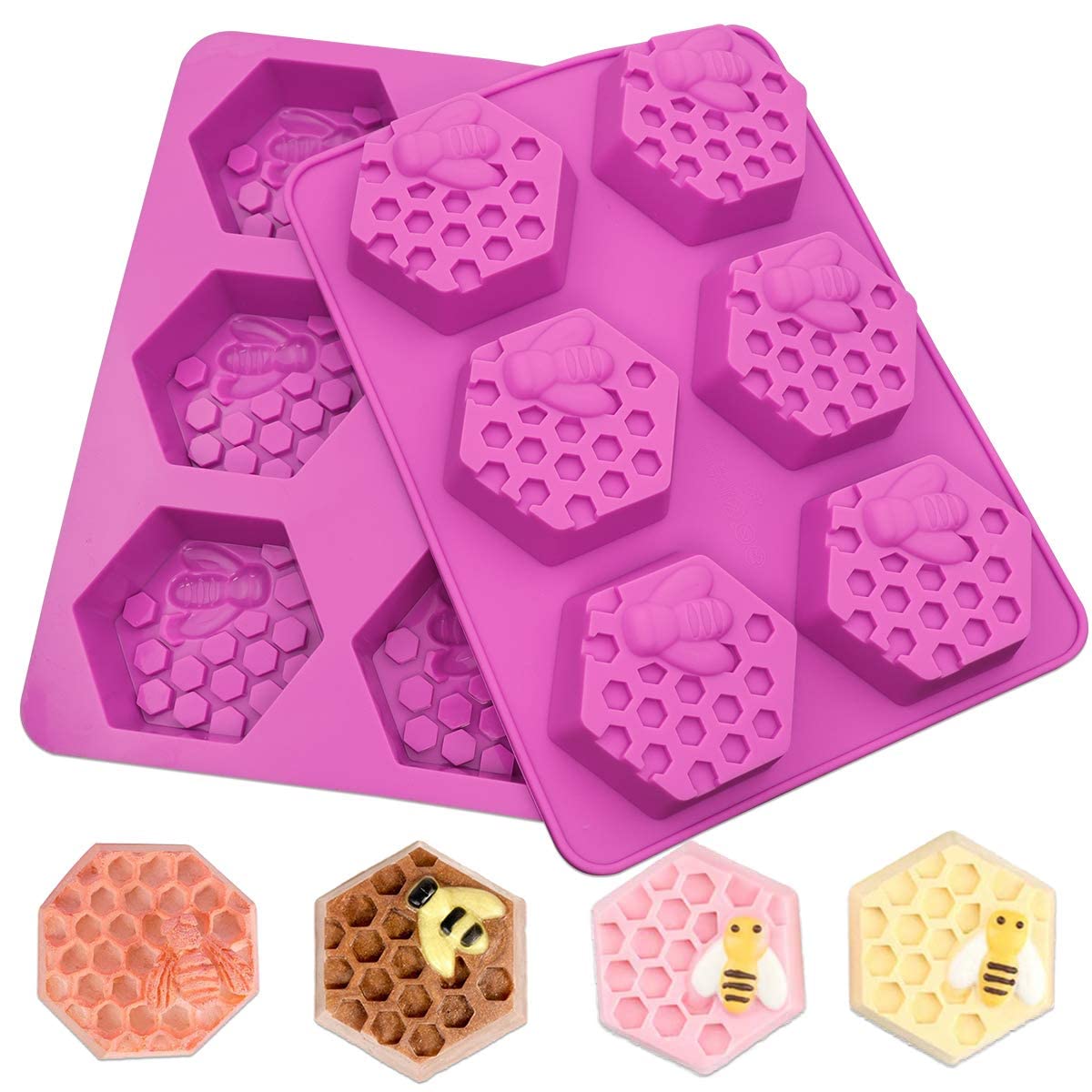 Silicone Soap Mold - 6 Cavity Honeycomb Bee Shape | 3D Honeycomb Soap Mould for DIY Handmade Soap, Bath Bombs | Reusable, Durable Silicone Mold (Pack of 1)-image-48