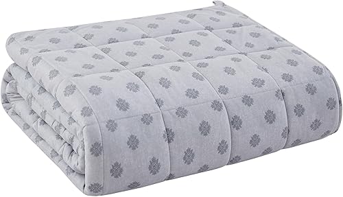 Dornroscn Manta con peso refrescante con cuentas de vidrio de alta calidad (48 x 72 pulgadas, 15 libras) material de microfibra suave para todas las