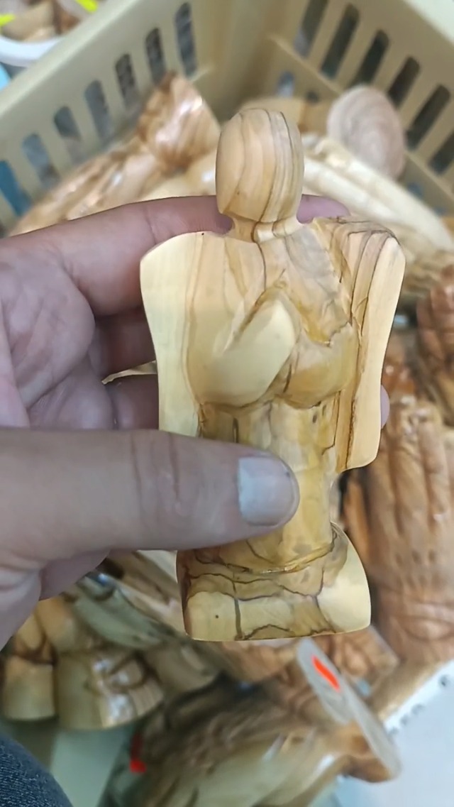 Estatua de Ángel Orante de Madera de Olivo 4.3 pulgadas miniatura 7