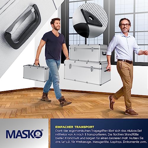 Masko® 3er SET Alu Boxen | Alubox | Alukiste | Werkzeugkoffer | Werkzeugkasten | Transportbox | Werkzeugkiste | Lagerbox NEU Werkzeug Box |