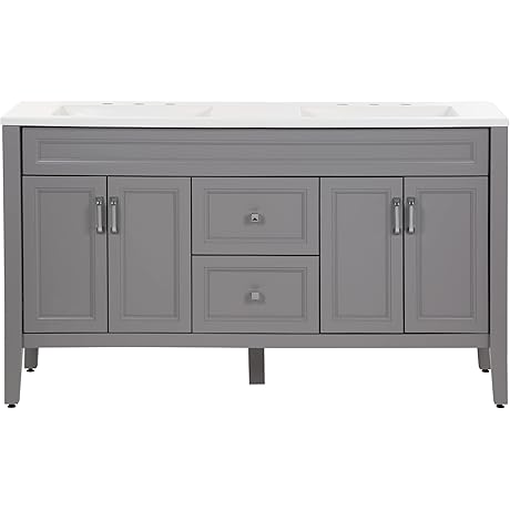 Spring Mill Cabinets Vadin 60 in. Double Bathroom Vanity with Sterling Gray Finish