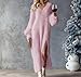 Melliflo Sweater Dresses for Women 2025 Fashion Christmas Party Fuzzy Long Dress Button Down Side Slit Knit Maxi Dress Pink