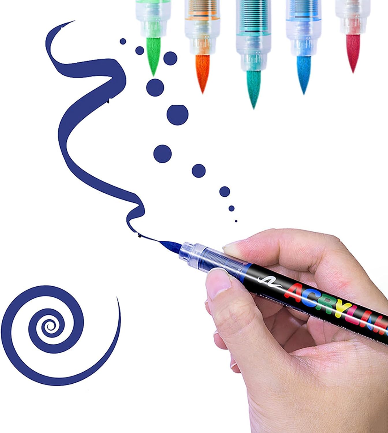 Stellaya Acryl-Marker für Malbücher, gerade, flüssige Acryl-Marker, Acryl-Pinselmarker für Erwachsene, Acrylfarben-Marker, Stiftpinsel, Doppelspitze, Acrylfarben-Marker (60 Farben)
