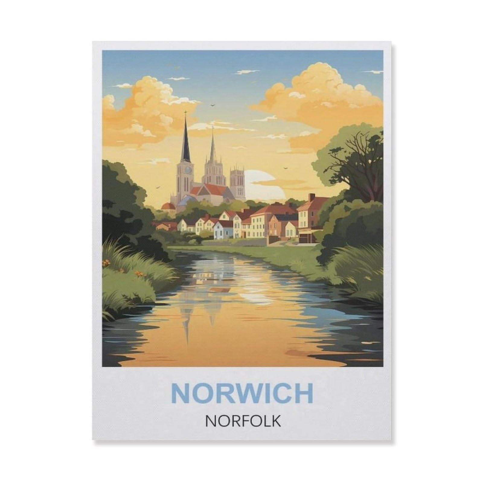 Vintage Wall Decor Metal Poster Plaque，Norwich Norfolk(20x30cm）