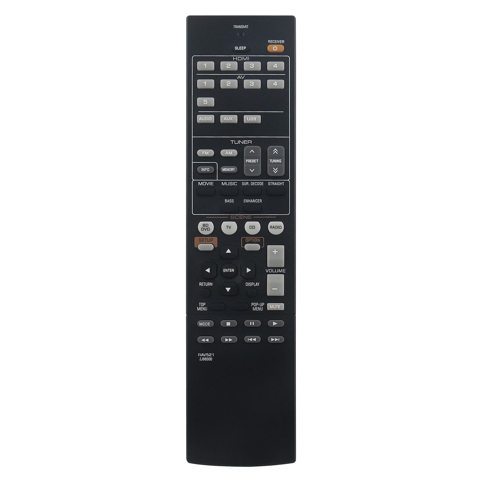 Kassionel RAV521 ZJ66500 - Telecomando di ricambio per ricevitore audio per Yamaha HTR-3067, RX-V377, YHT-4910U RX-V377BL MT-7955