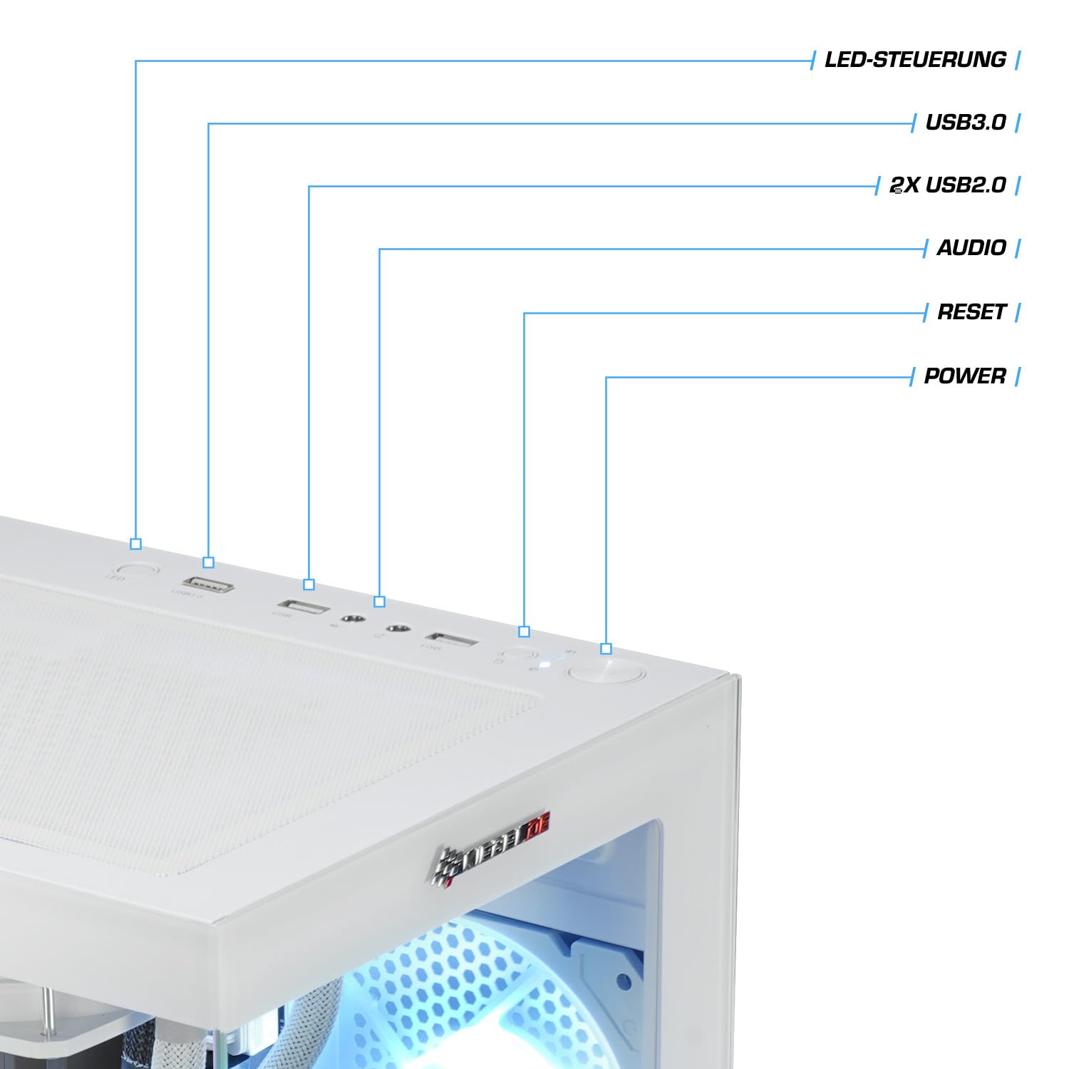 Kiebel Gaming PC Invader XS V AMD Ryzen 7 5700X, 32GB DDR4, GeForce RTX 5060 8 GB, 1TB M.2 SSD, WLAN, Bluetooth, Windows 11 [187169]