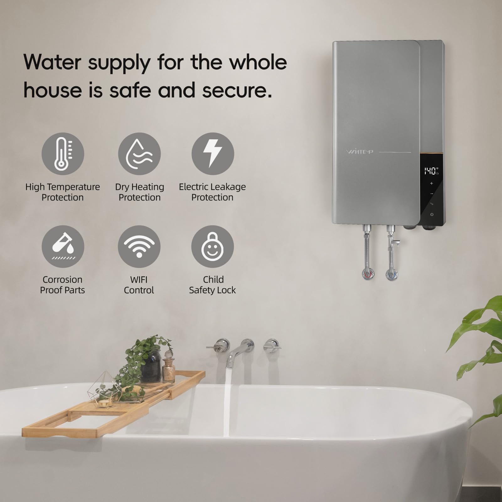 View of Tankless Water Heater Electric 27KW 240V, Suitable for Whole - House ...