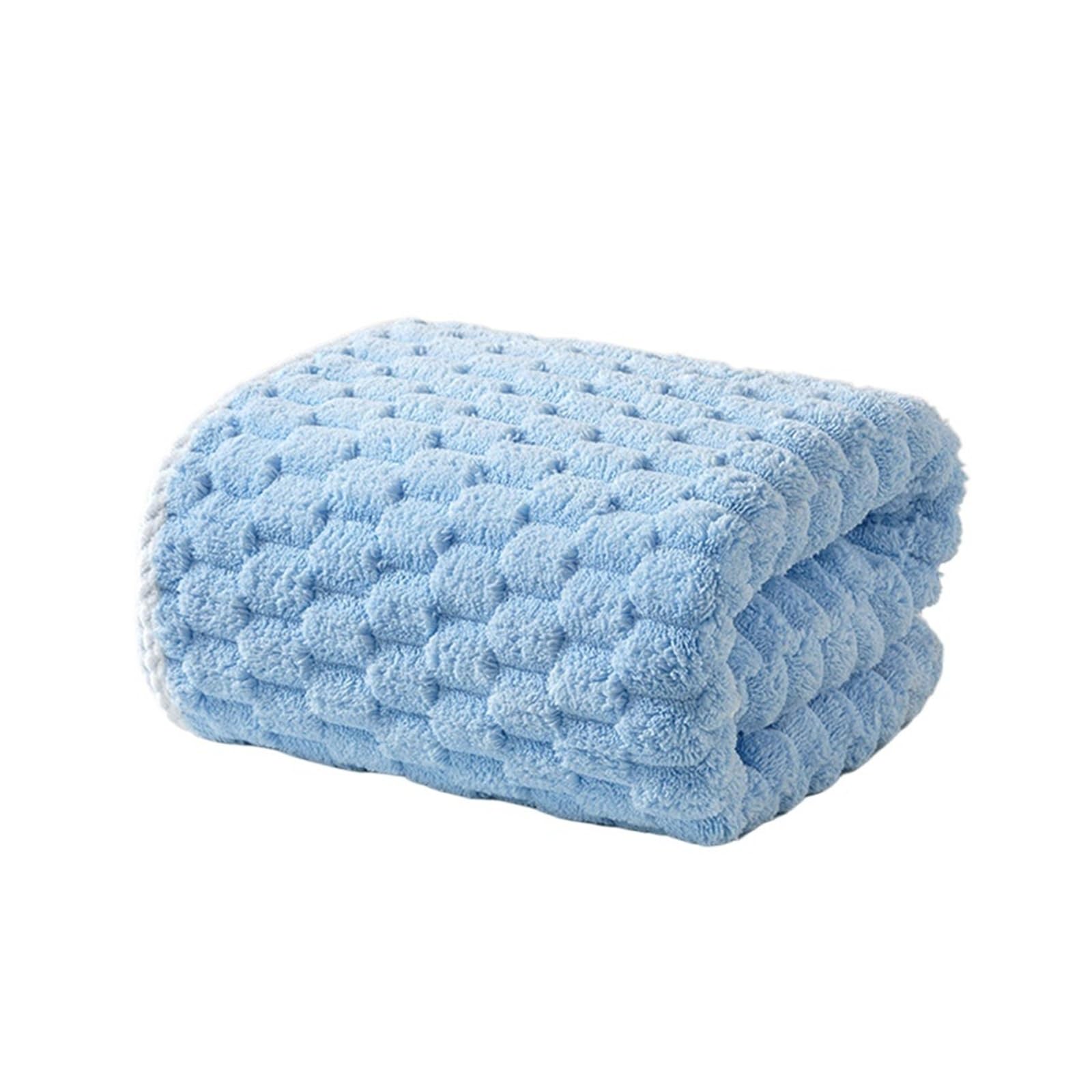 GMEqfhpOPS 1pc Coral Fleece Cloud Grid Bath Towel, 90 * 180cm/70 * 140cm towel, Absorbent and Soft, Plain Color Bath Towel Towels Bath(Blue90x180cm)