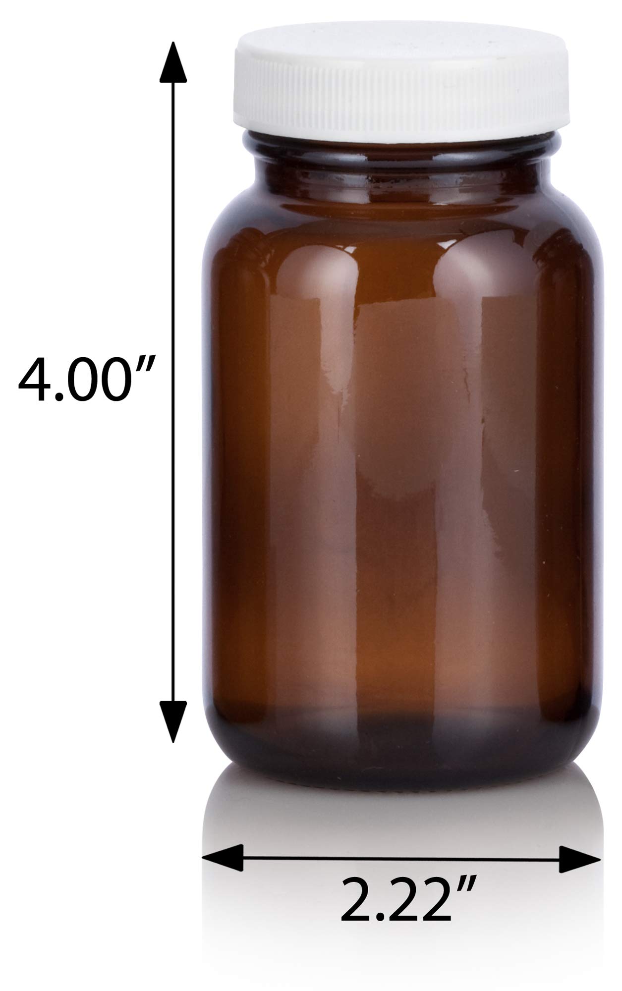 Botella empacadora de vidrio ámbar de 5 onzas con tapa acanalada blanca (paquete de 6)