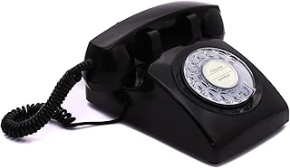 Opis 60s Cable - Retro Corded Phone with GPO inlays/Corded Telephone Landline/Retro Phone/Vintage Telephone/Landline Phone/Corded Landline Telephone Retro/Old Telephone/Home Phone Corded (black)