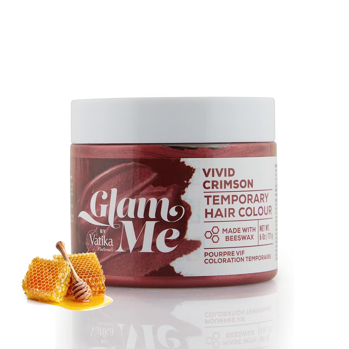 Glam Me Vivid Crimson Temporary Hair Colour - 6oz | Made With Bee Wax | Natural Hairstyle Colour | For Men & Women