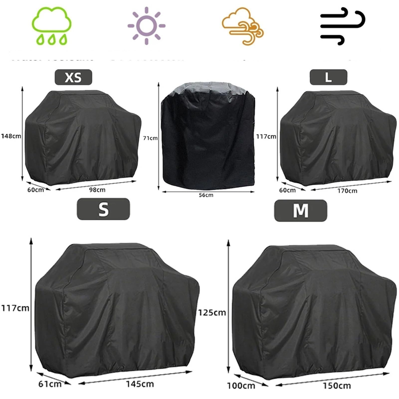 Funda Barbacoa Exterior Impermeable Cubierta For Barbacoa, Resistente For Parrilla For Exteriores, Protectora For Lluvia(150x100x125cm)