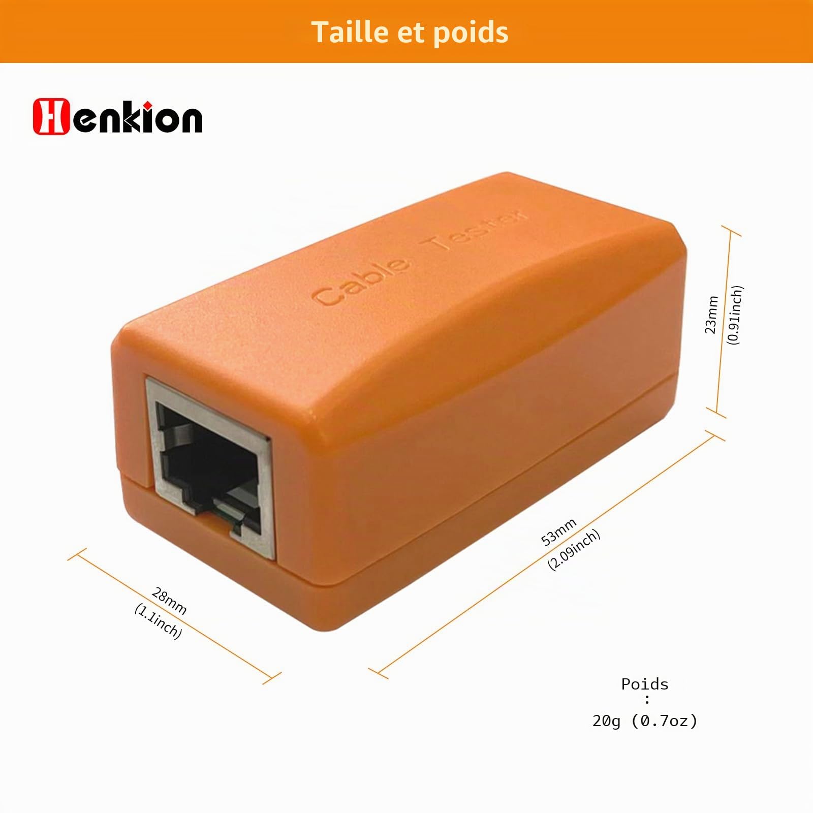 Henkion Testeur de câble réseau pour testeur de caméra de vidéosurveillance, kit à distance, testeur de câble réseau, n° 255, accessoires de câble, détection de câble réseau RJ45 pour testeur de CCTV