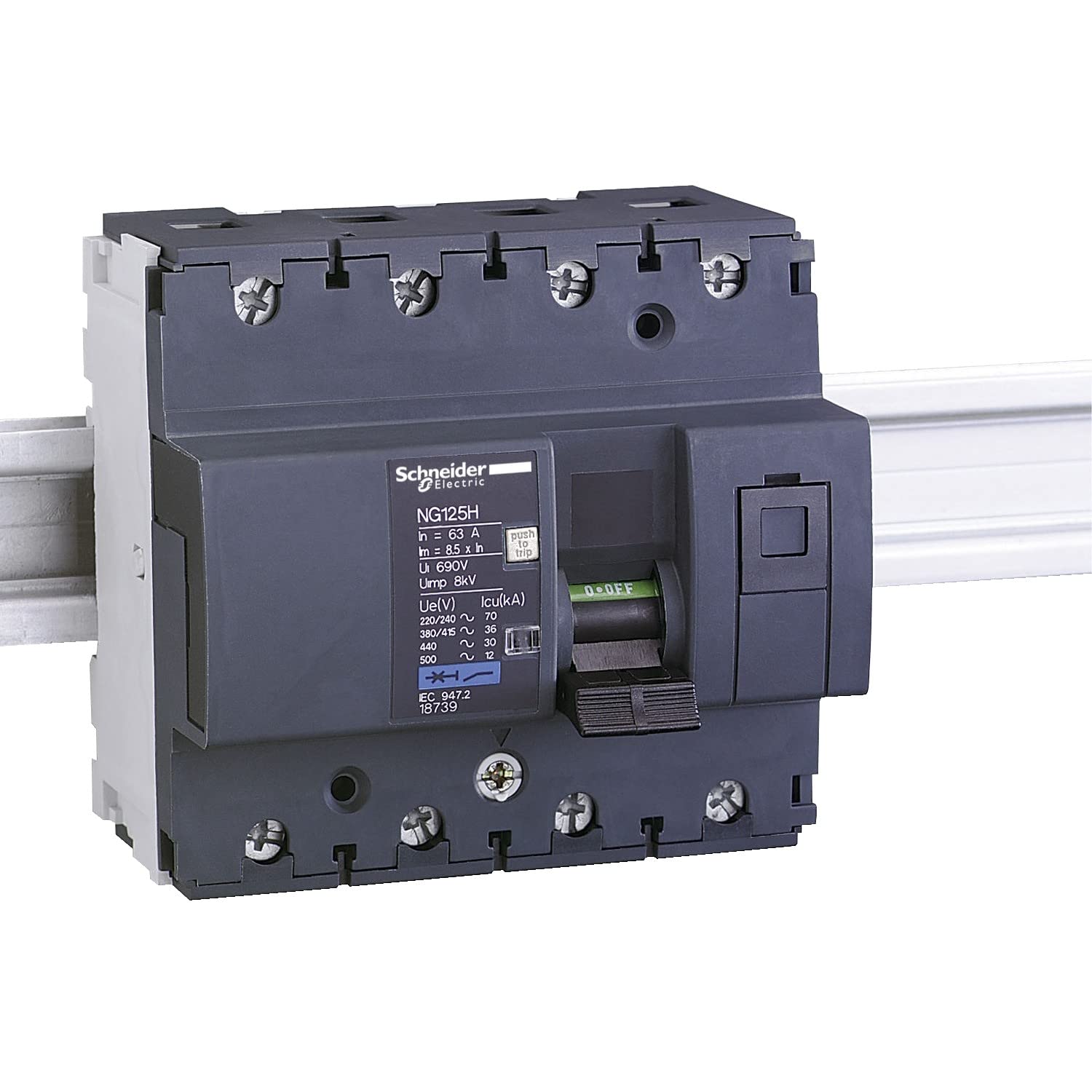Schneider Electric 18733 Interruptor Automático Magnetotérmico, NG125H, 4P, 16A, Curva C