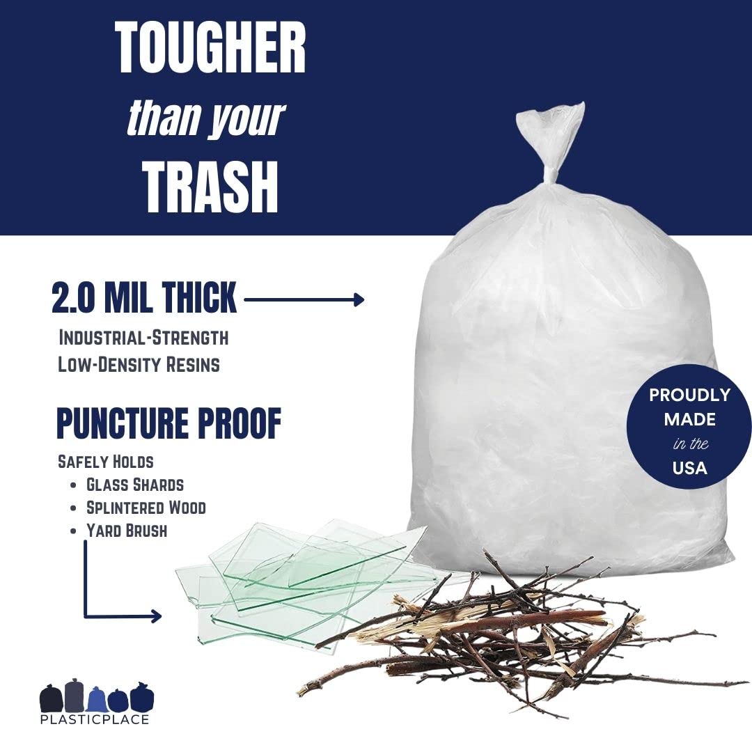 Plasticplace Worki na śmieci 20-76 l, 2,0 Mil, 76 cm szer. x 80 cm wys. przezroczyste, 100 / etui