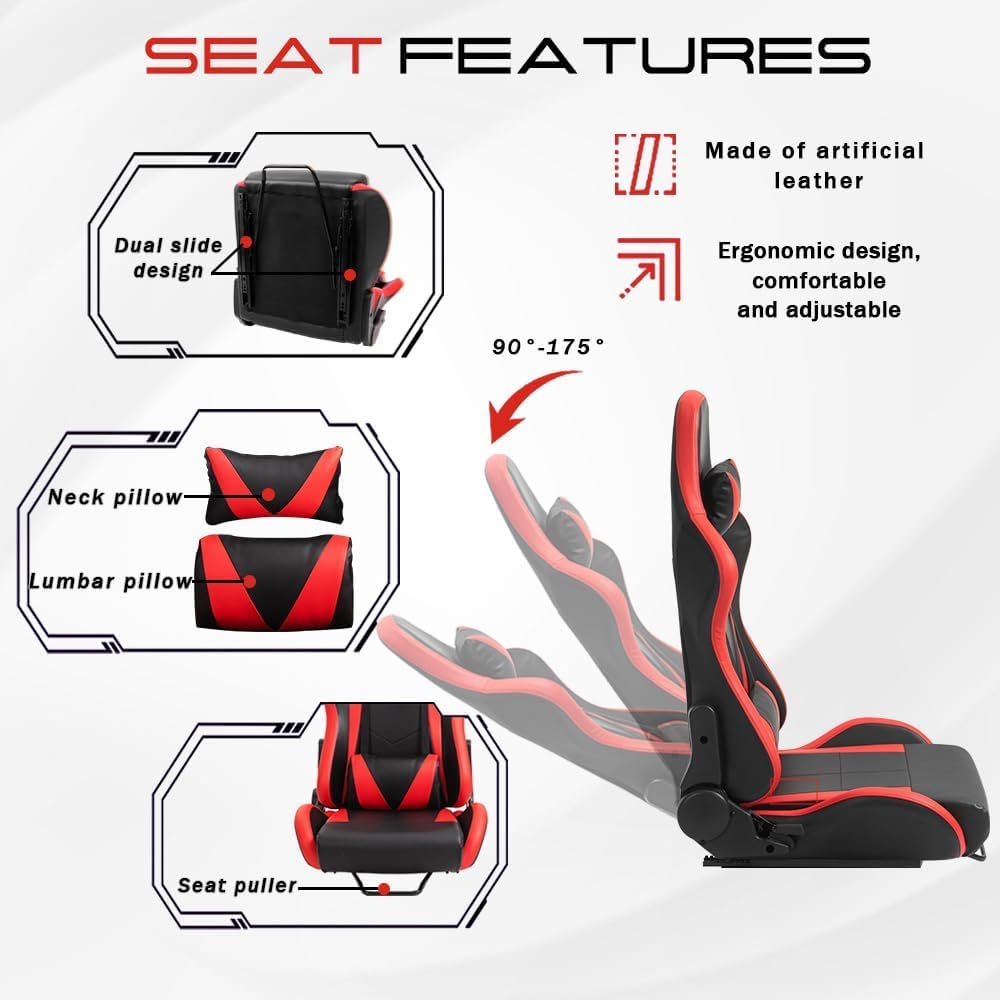 Marada Racing Simulator Cockpit with Comfort Gaming Seat Fit for Logitech/Thrustmaster/Fanatec G923 G920 G27 G29 T300,Pro Sim Driving Race Stand Mountable Monitor Stand, No Shift Wheel Pedal