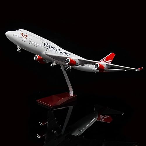 Miniatura 4 de 24-Hours 18" modelo a escala 1130 Jet British Airways Virgin B747 Kits de aviones modelo pantalla avión fundido a presión con luz LED (toque o