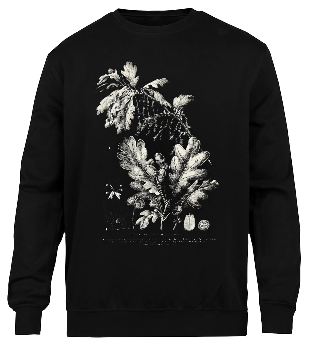 Liść Dębu Naukowy Unisex Czarny Sweter Ekologiczny Unisex Black Sweatshirt Eco-Friendly Crewneck