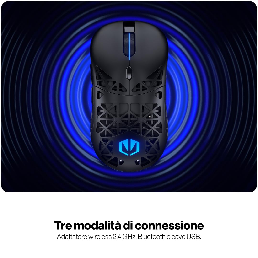 ENDORFY LIV Wireless, mouse da gioco, mouse senza fili, design ultraleggero (69 g), massimo 12.000 DPI, PixArt PAW3311, Kailh GM 4.0, 2,4GHz, BT, USB-A, retroilluminazione ARGB, EY6A018
