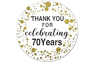 Stylish 70th Birthday Thank You Stickers for Memorable Anniversary Celebrations
