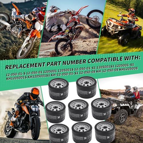 Image of 12 050 01-S Oil Filter12 050 01 Replacement for Cub Cadet,Craftsman,Troy Bilt,Gravely,Replace 49065-0721 49065-7007 Am125424 KH-12-050-01-S 492932s 12-050-08 Lawn Mower Oil Filter(8PCS)