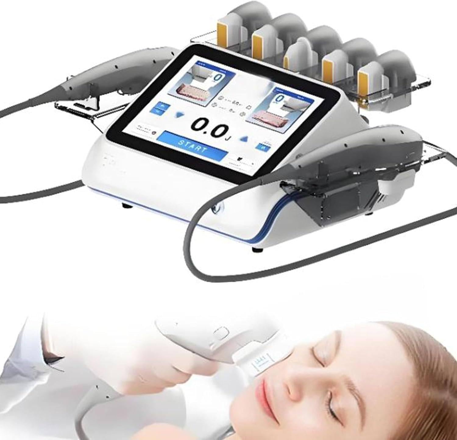 POIMHEW 7D HIFU Device for Skin Tightening, Anti-Aging Facial Firming, Lifting, and Wrinkle Removal with 7 Cartridge Depths (1.5-13 mm) - 20,000 Shots