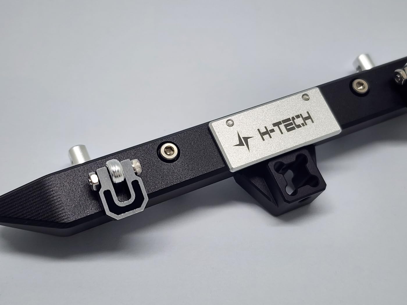 H-TECH RC CNC Aluminum Metal Rear Bumpe for Axial SCX10 III Jeep CJ-7 [AXI03008T2, AXI03008T1] 1/10 RC Body Upgrade (Rear Bumper), Black, HT-AX0005